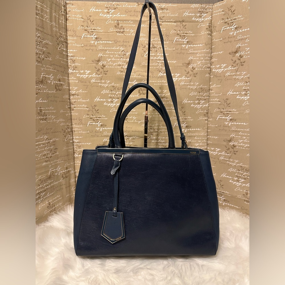 Vintage Fendi 2jours Navy Blue Handbag
